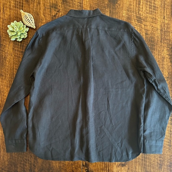 Banana Republic | Standard-Fit Black 100% Linen Shirt, Size L - Picture 3 of 9